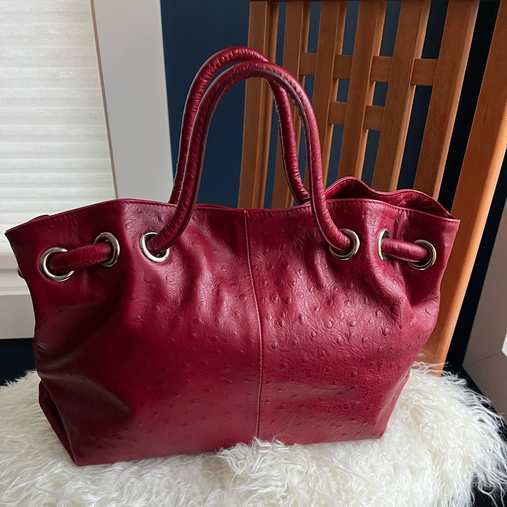 Furla Ostrich-Embossed leather tote bag